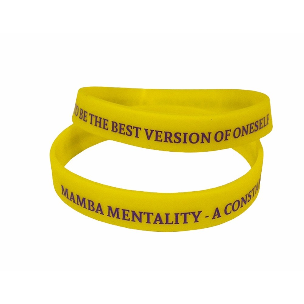 Mamba Mentality 2‎ Pack Inspirational Sports Silicone Wristbands Yellow Purple